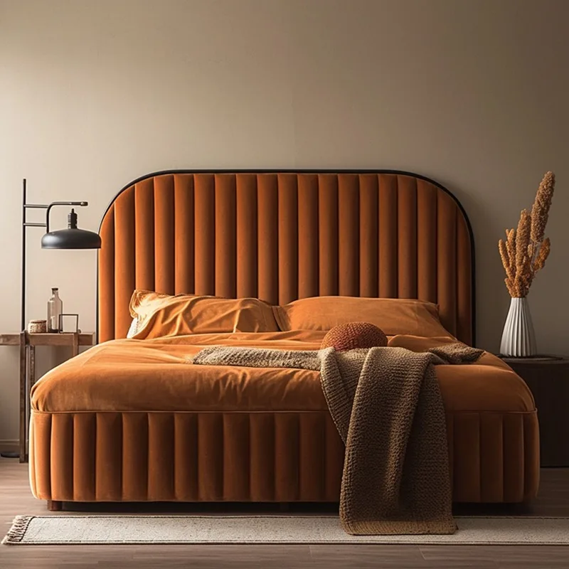 2024 Custom your brand platform italian single bed frame king size queen upholstered bed frame