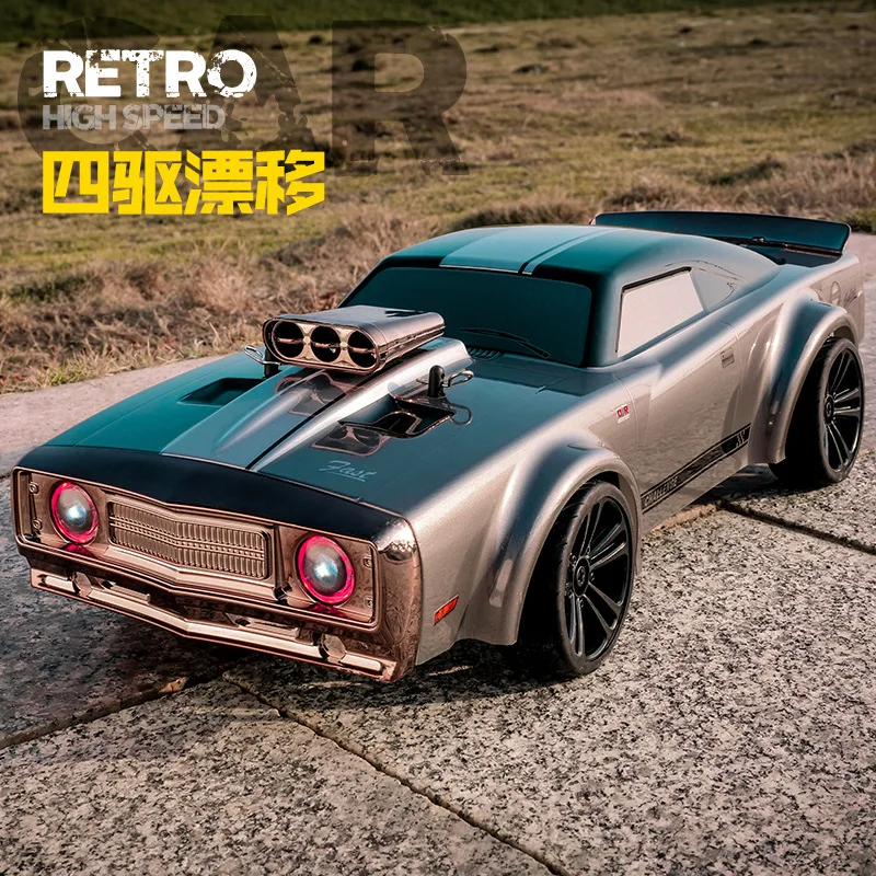 Jiefan1:16 New Four-drive High-speed Drift RC Remote Light Controllable CAD Retro Racing Muscle Car
