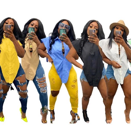 L9154-women одежда трендовые рубашки для мальчиков сплошной цвет хлопок кардиган без рукавов для женщин