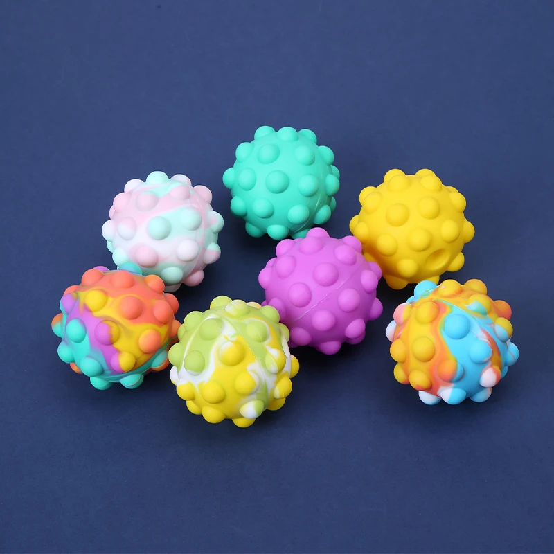 Hot Sale New Design 3D Balls Shaped Silicone Push Pop Bubble Stress Relief Fidget Sensory Toys for Kids