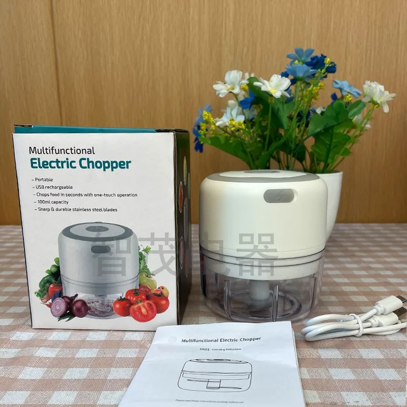 Amazon hot selling USB rechargeable electric garlic press household mini Chopper Blender Food Processor for vegetable and meat