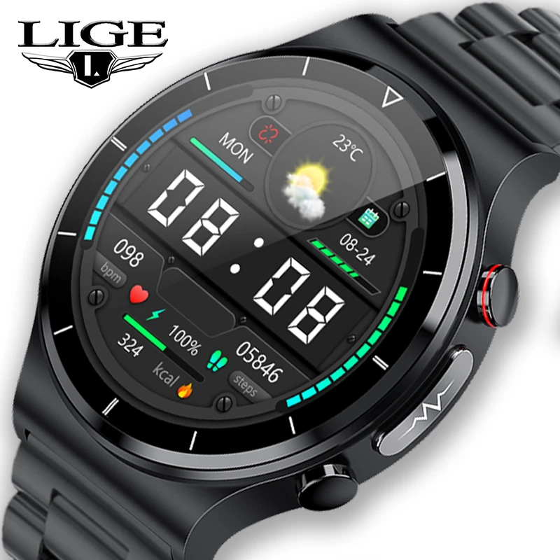 LIGE 2022 Top Quality Multi Function Wristband 1.32-inch HD Screen 24 Hour Heart Rate Monitoring Fitness Tracker Smart Watch