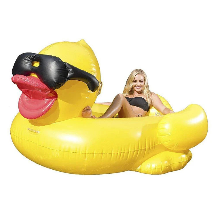 PVC Plastic Pool Riders Float Mega Yellow Duck Island Inflatable Duck Pool Float