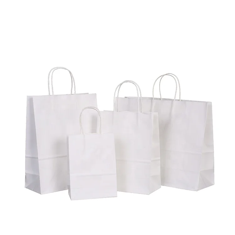 Hot Selling Luxury Personalized Recyclable Take Away Shopping Gift White Kraft Paper Bag