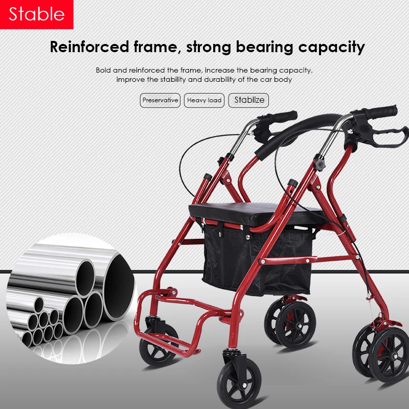 Upright Walker Rollator Walker Stand Up, Folding Rollator Walker with Seat Accessories