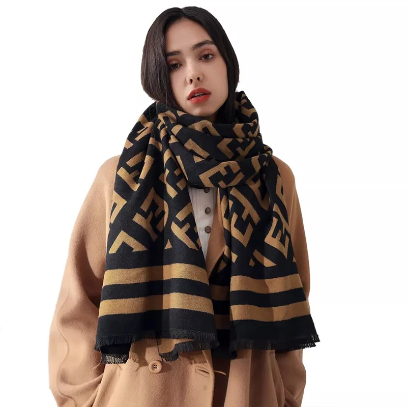 Women Winter Warm Vintage Print Cashmere Scarf Pashmina Shawl Ladies Outdoor Blanket Wraps Long Cape