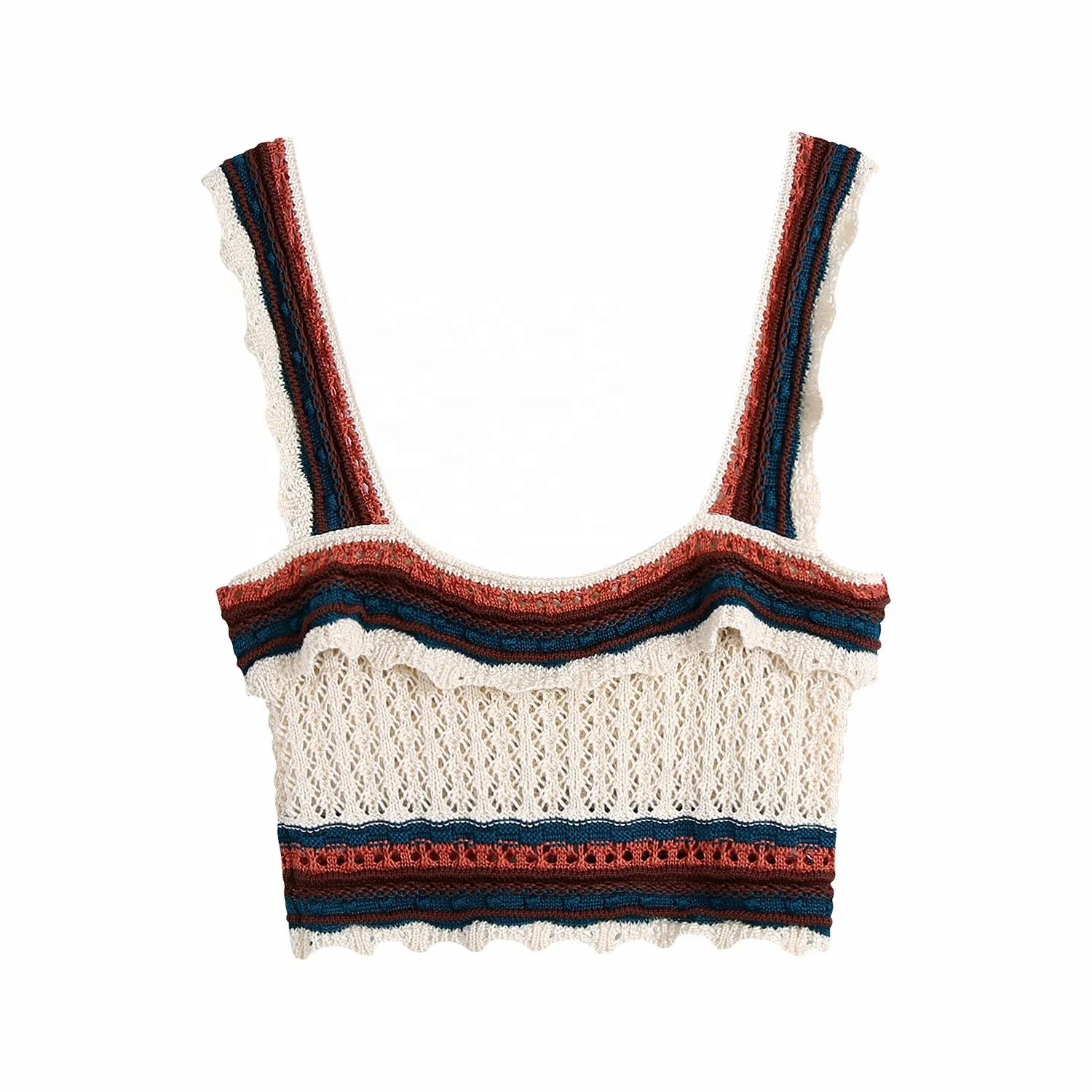 
Женский свитер, жилет, винтажный вязаный крючком свитер на бретельках, Женский базовый полосатый короткий жилет, шикарные укороченные топы 