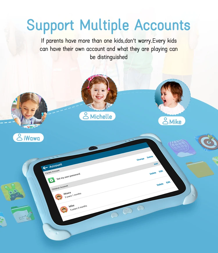 Wholesale Custom 8 inch Tablet Children Education Tablets Android Wifi Tabtle Pc For Kids