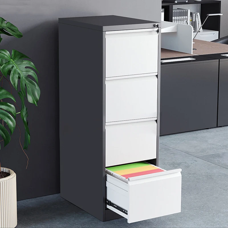 Grey and White Metal Filing Cabinet Good Quality Storage 3 Drawers Steel Cabinet Office