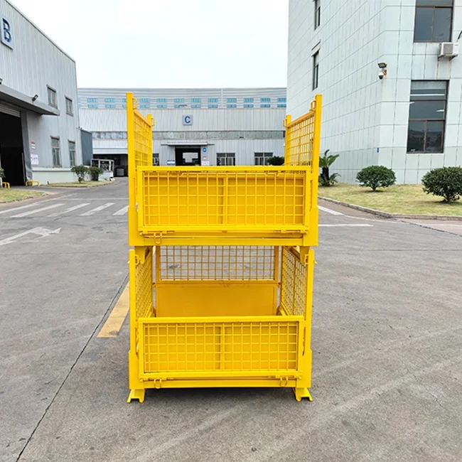 Q235 Material Heavy 1200kg Best Quality Warehouse Pallet Collapsible Metal Storage Rack Storage Cage Wire Mesh Container Pallet