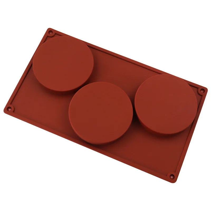 085 3 hole round cylinder shape silicone cake mold  diy home bake cake base pan mold silicone soap make mold food grade bpa free