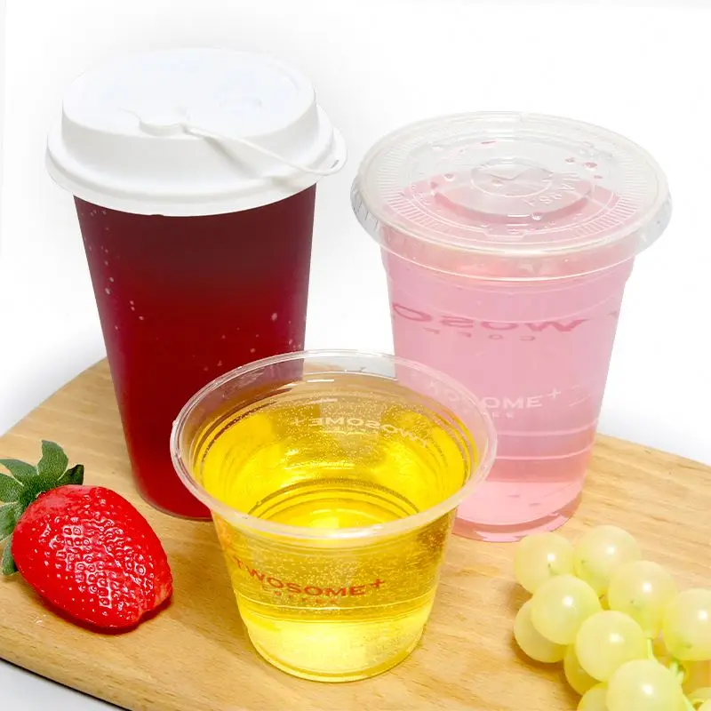 Customized Logo 90 Caliber Matt Pp Hard Slim Cup Disposable Plastic Frosted Pp Injection Cups 500Ml /700 Ml With Lid Plug