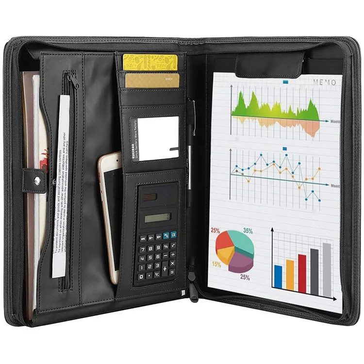 Leather Portfolio Folder, Portfolio With Power Bank,Business Portfolio Charging Bag.Charging Portfolio Bag