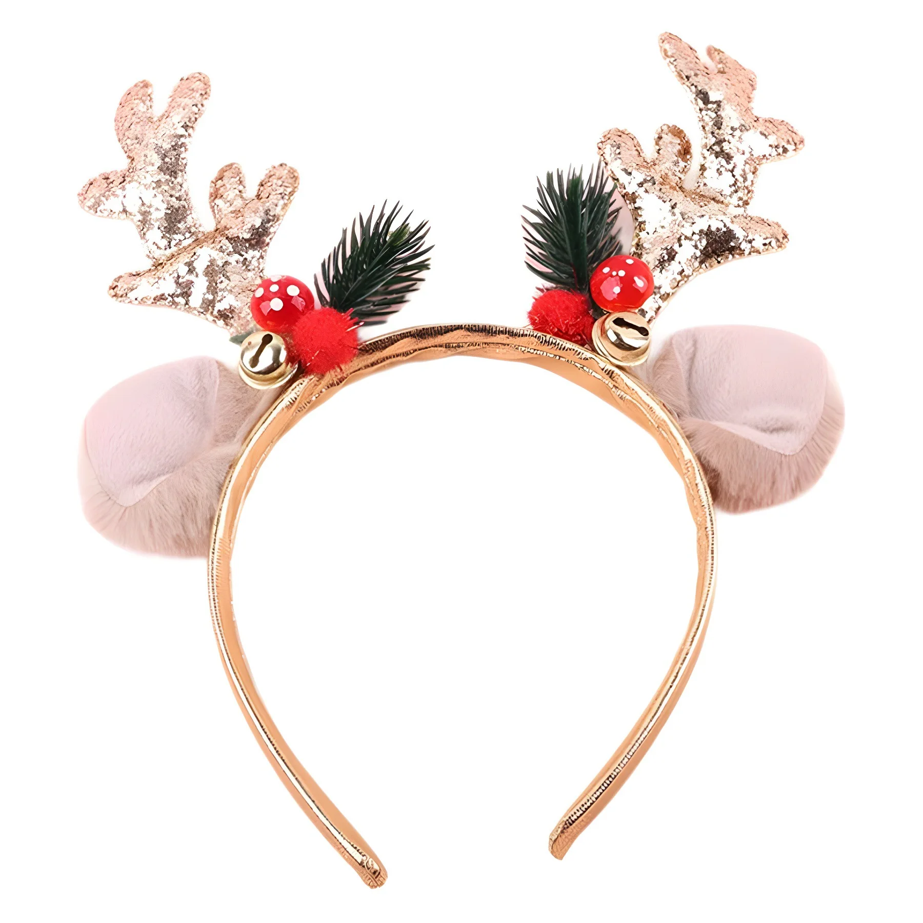 Girls Elk Antler Glitter Hair Bands Jingle Bells Tiara Headpiece Christmas Party Dress Up Headbands Cute Elk Antlers Headbands