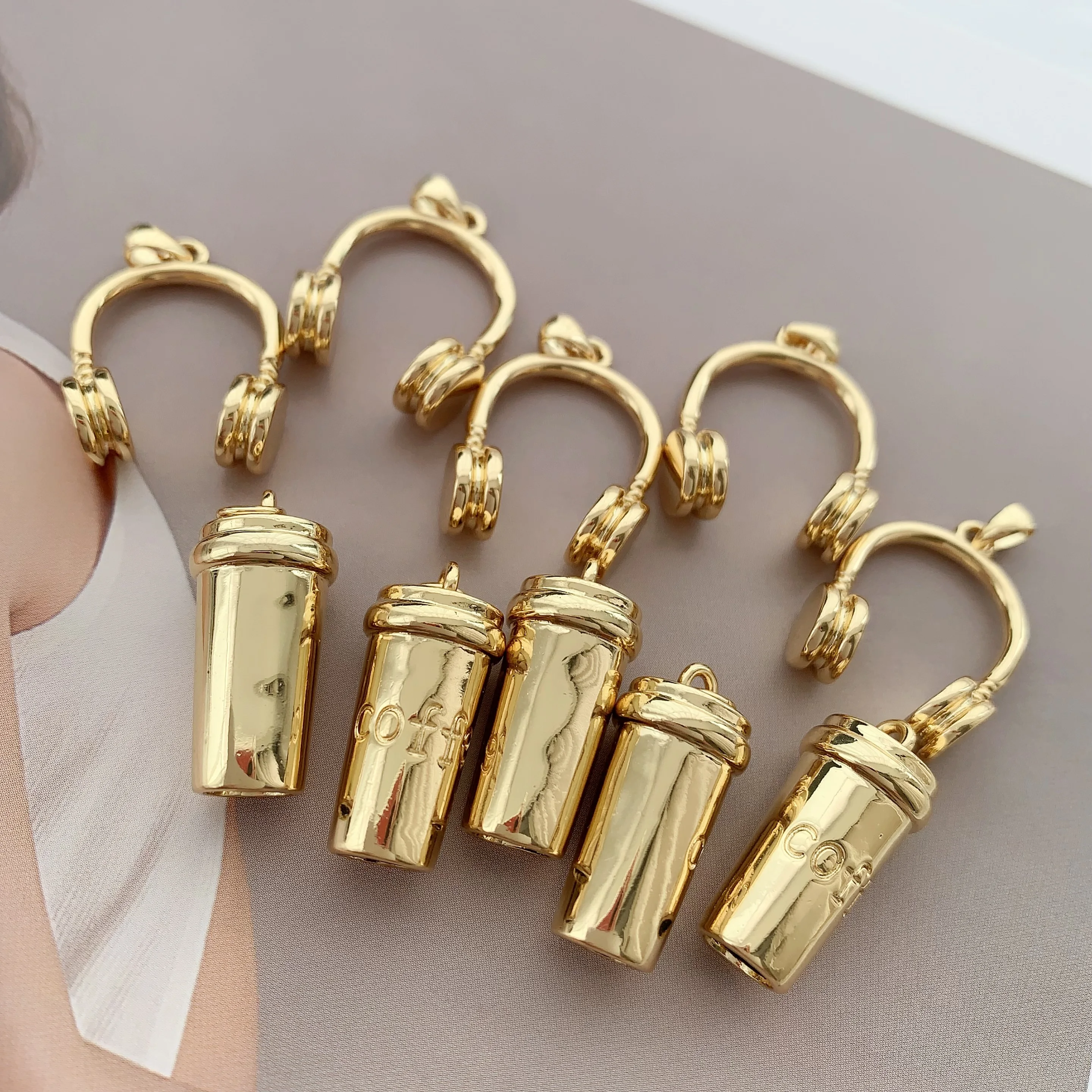 LS-L3694 Beautiful earpiece charm & pendant solid coffee cup charms men jewelry accessories gold charms