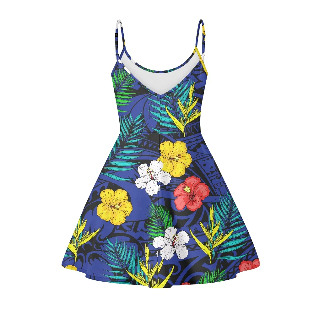 2022 Polynesian Tribal Evening Dresses Women Lady Elegant O Neck Spaghetti Strap Summer Casual custom dress