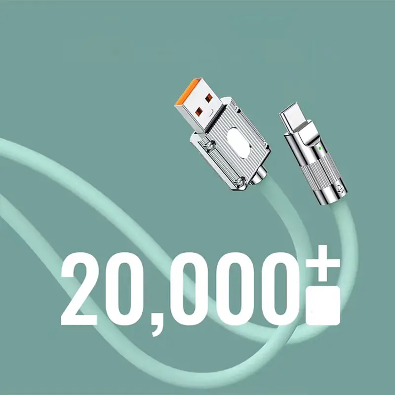 120W Super Fast Charging Cable Metal Zinc Alloy Liquid Silicone Micro USB Type C Charger Data usb Cable For iPhone Android