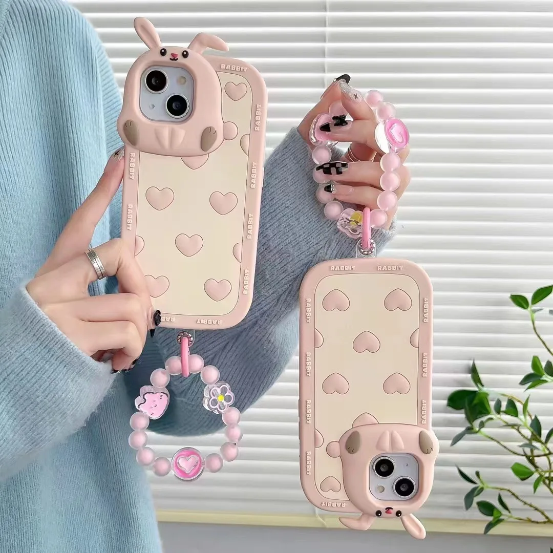 2022 new funny love rabbit style phone case for girls silicone phone cover for iphone 14 pro max