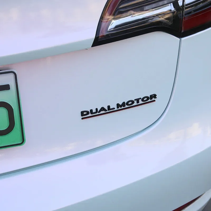 3D Raised DUAL MOTOR Underlined Letters Emblem for Tesla Model 3 Y X S Car Styling High Performance Trunk Badge Sticker