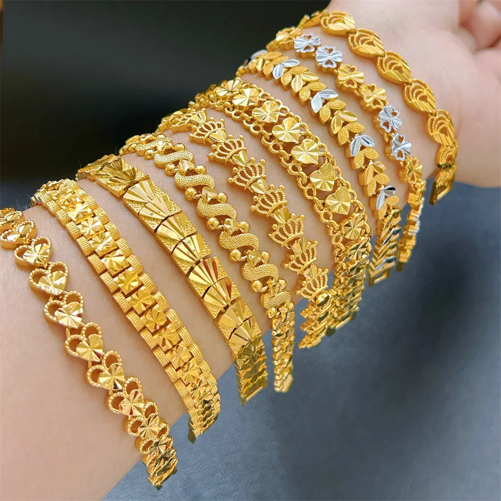 Fashion 18K 20K 22K Multi-Style Brass Gold Plated Bracelet Luxury Women Jewelry Bracelet For Birthday Gift