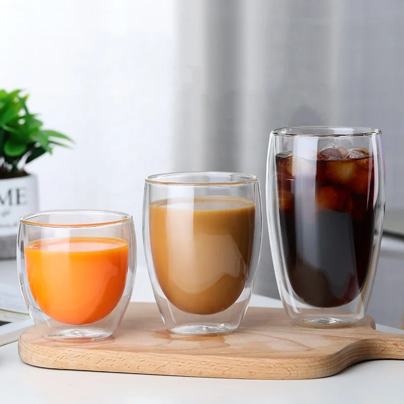 Double Walled Glass Coffee Tea Cups Insulated Coffee Mugs
