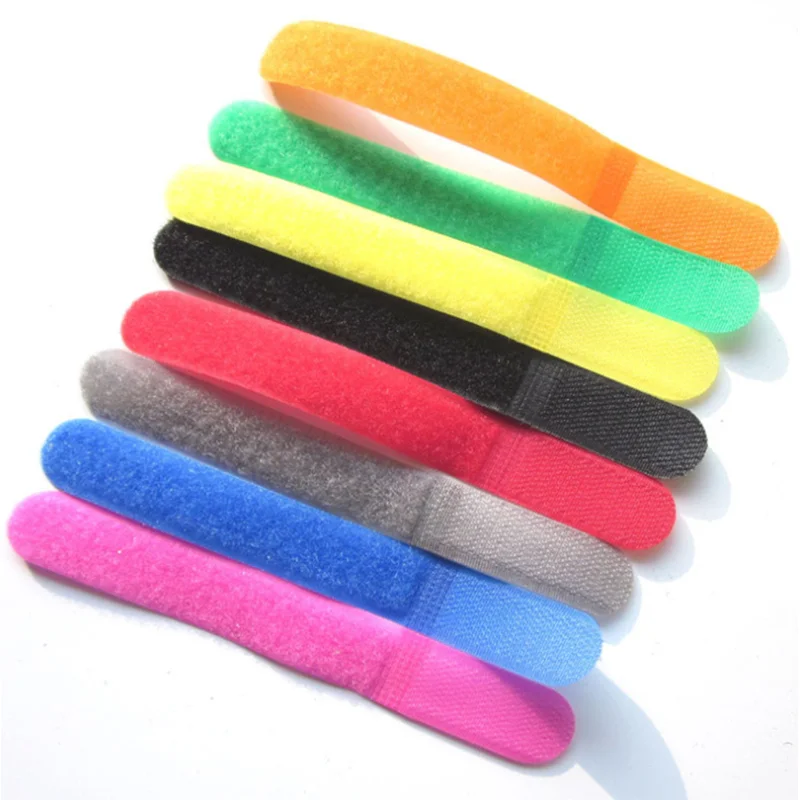 
Logo Print Cable Management Strap Insulated Fastener Voltage Hook And Loop Cable Tie 