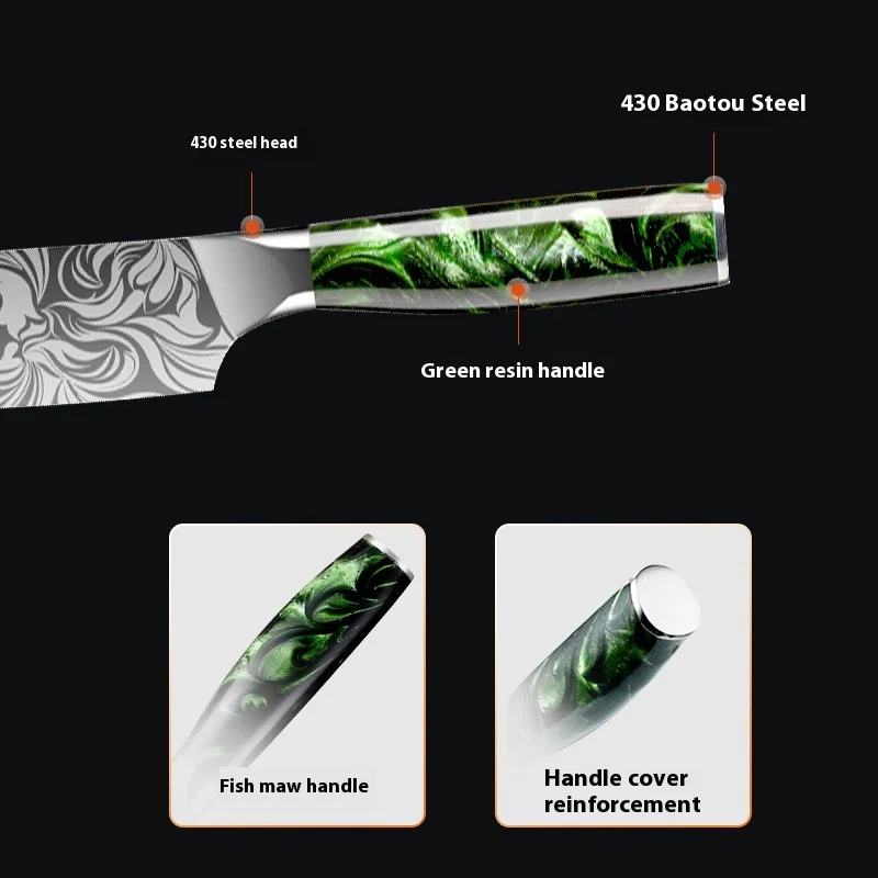 2024 The Newest Laser pattern kitchen knife set household stainless steel fruit meat chopper household chef knife kitchen knife