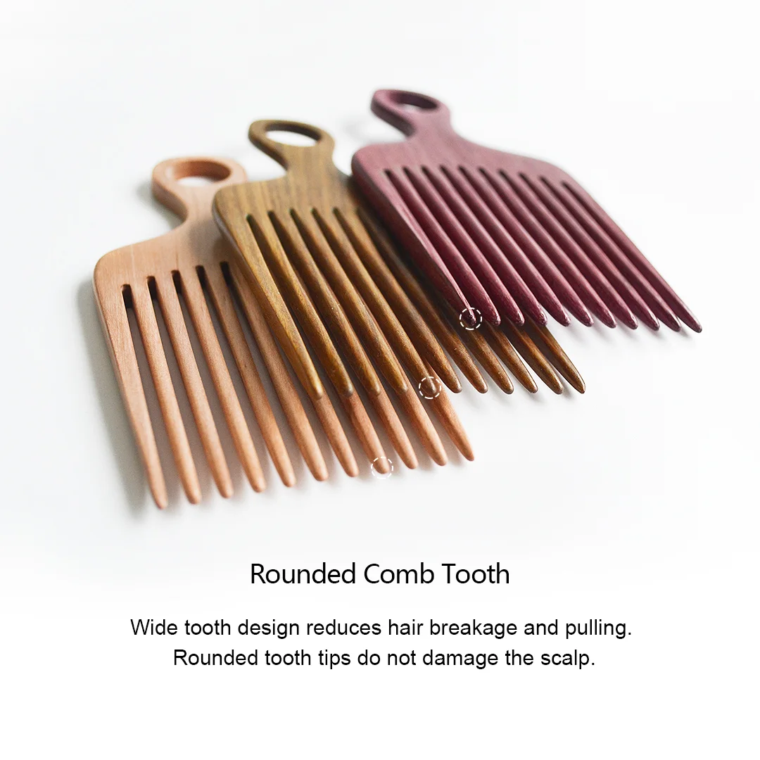 Factory Price Cheap Wide Tooth Comb Hair Hot Selling Detangling Wooden Afro Pick Beard Comb