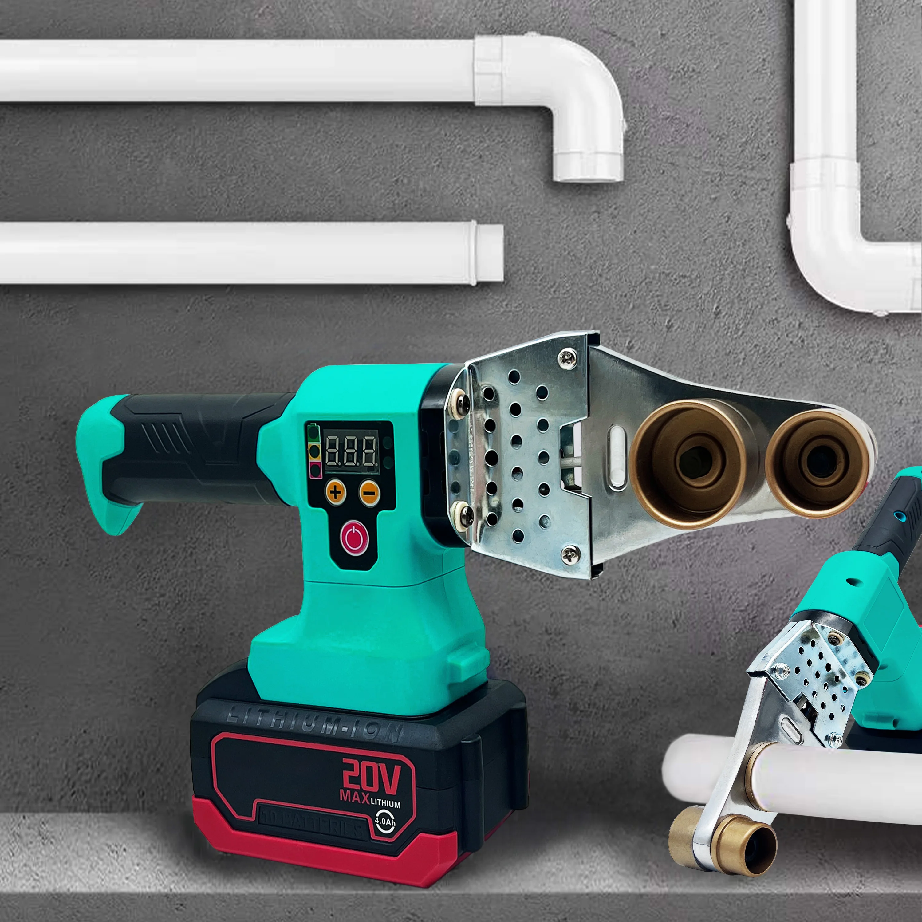 Portable Rechargeable Battery Cordless Electronic Thermostatic Pipe Heating Fuser Plastic PPR Welding Hot Melt Machine