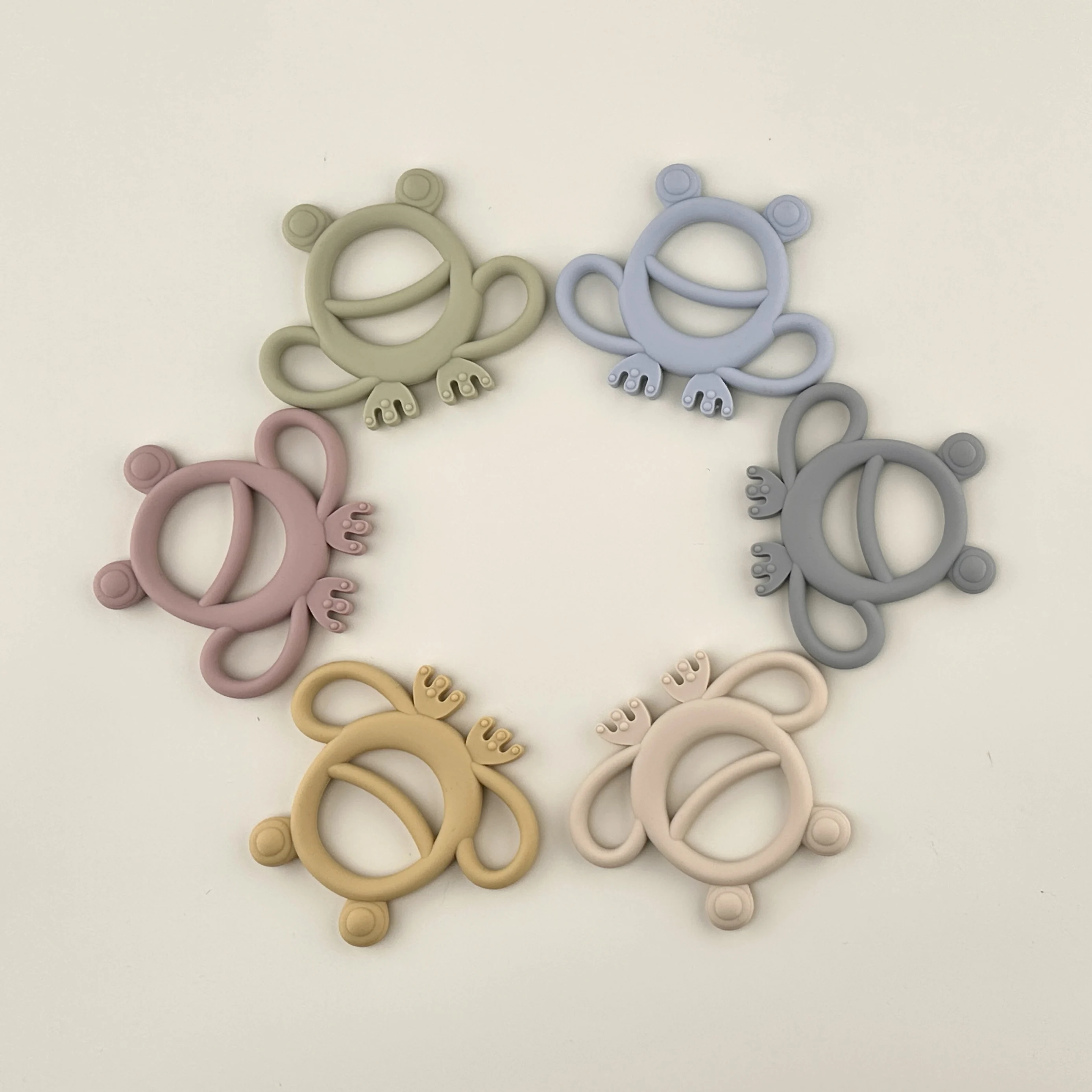 2024 CE Baby Teething Rubber Teether Animal Cartoon Teething Stick Ring Baby Teether Autism Sensory Chew Teething Toy Silicone