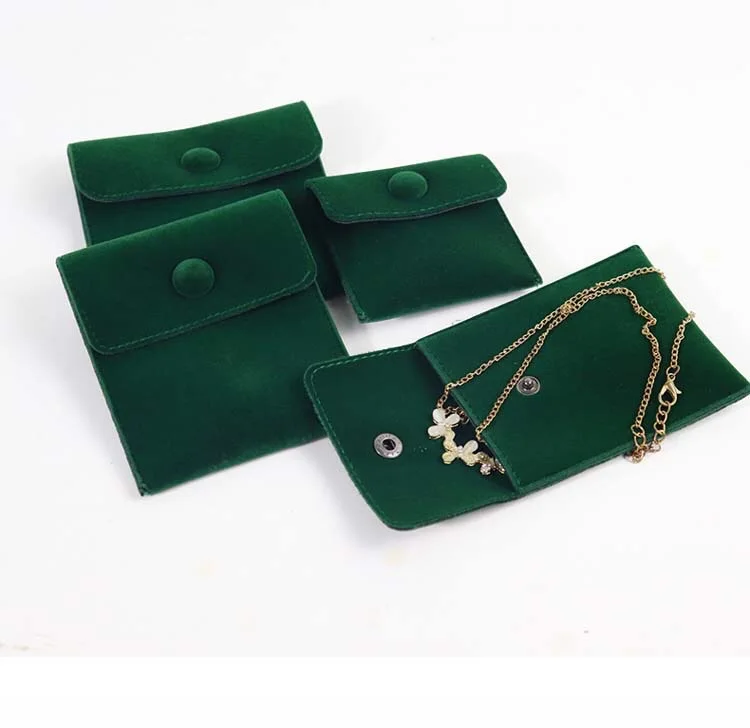 Custom print logo bracelet jewellery pouch travel small velvet jewelry pouches bag for gift with button