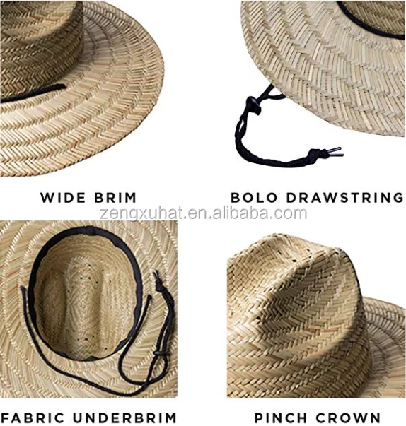 Wholesale Summer Custom Logo Children Kids Straw Hat 2021 Natural Grass Lifeguard Infant Toddler Baby Straw Hat With Underneath