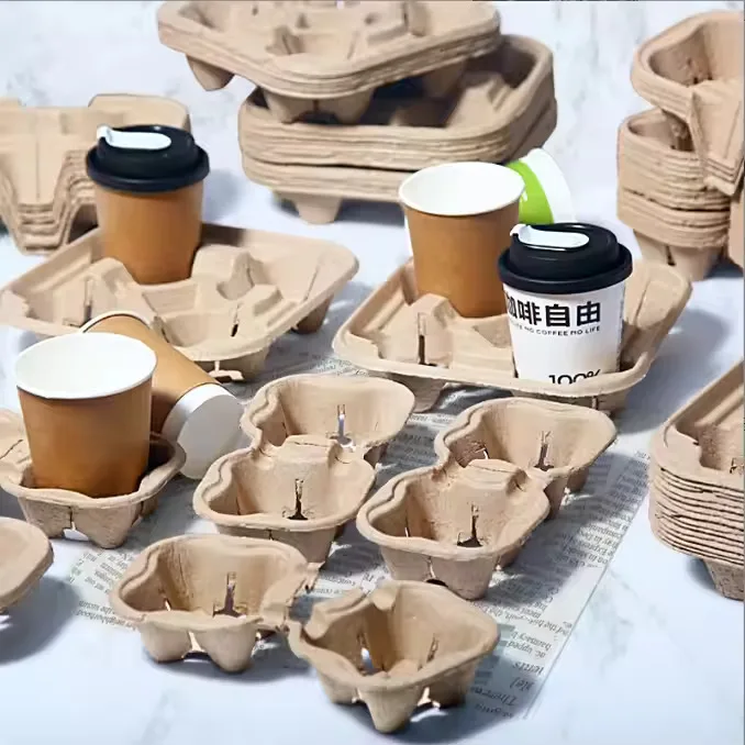 Экологичный одноразовый держатель для стаканчиков из бамбукового волокна съемный прямоугольный набор вечеринок отелей ресторанов