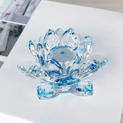 New Gifts Beautiful Crystals Crafts For Home Decoration Colorful Crystal Lotus Flower Candle Holder