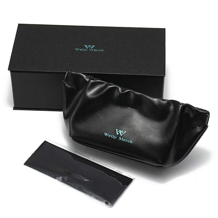 Custom logo eyeglass sunglass cases kit with leather bag for glasses