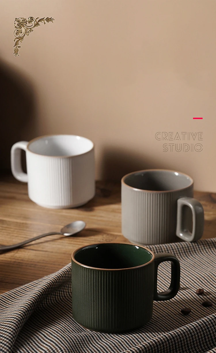 modern stripe stoneware tea coffee mug cup ceramic mugs customizable