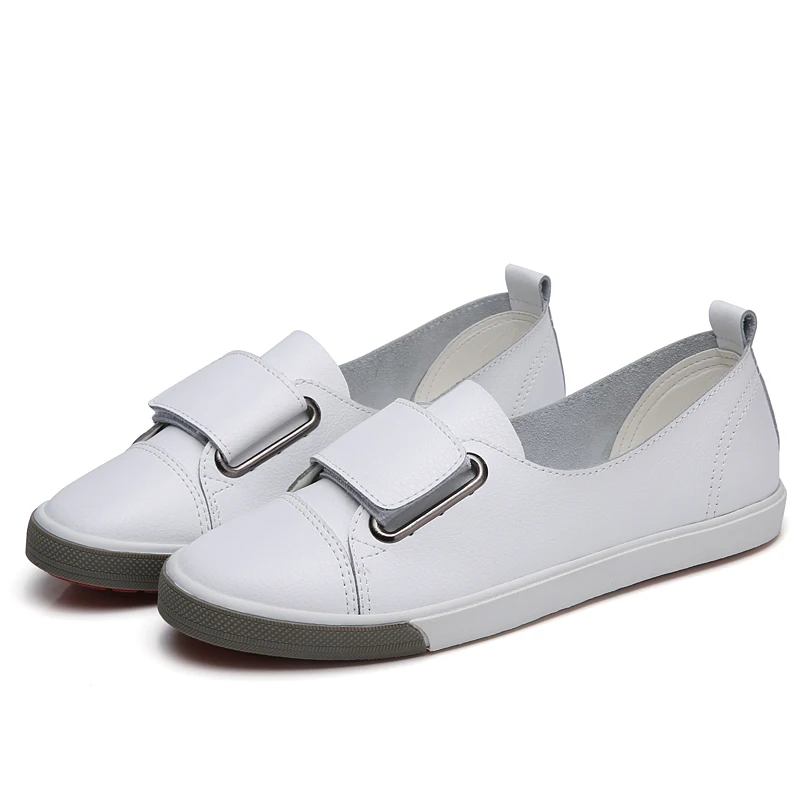 2020 Spring Autumn Women Loafers Flats Lady Slip on White shoes Genuine Leather Moccasins Casual Female Shoes Zapatos De Mujer