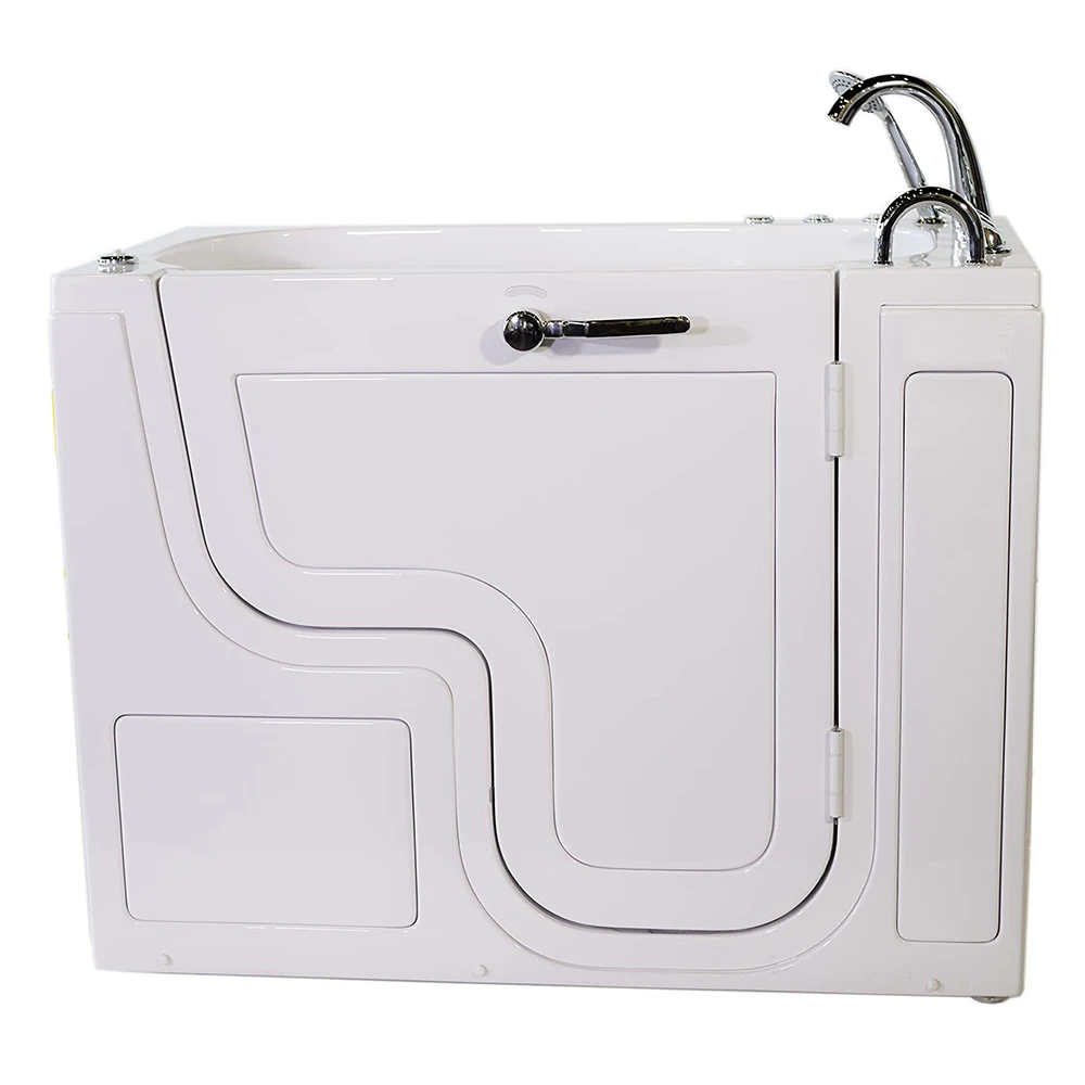 Portable Wheels Freestanding Hydrotherapy Whirlpool Massage Walk in Bathtub for The Elderly White Modern Relax 1 Set Hand Shower