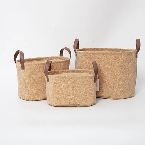 Cork Paper Tote Shopping Bag Friendly cork Tote Bag storage Basket Box With Leather Handles