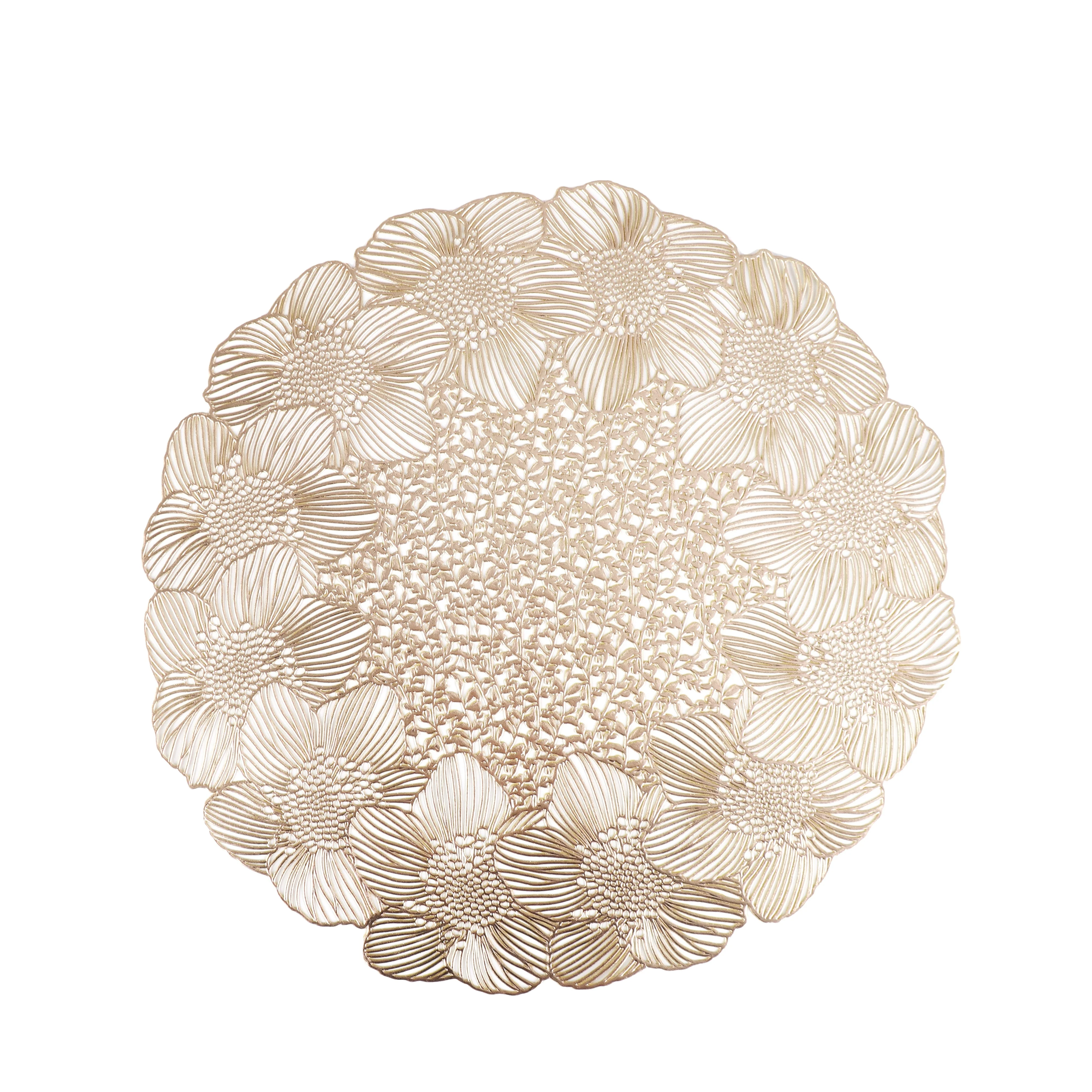 customized wholesale Golden pear hollow stamping mats pads for restaurants