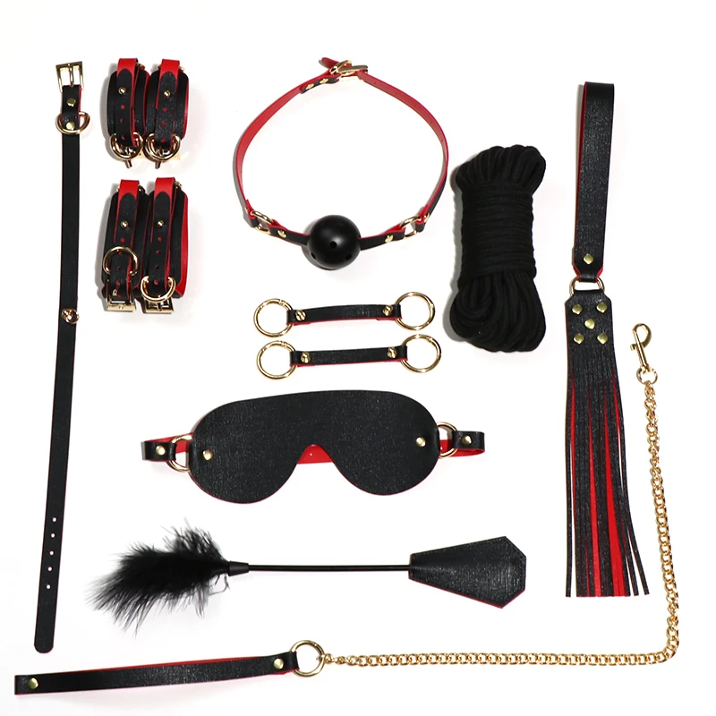 BDSM Bondage Good Quality Metal Leather Fetish Kit Restraints Slave Hot Sell China Sex Bondage Kit