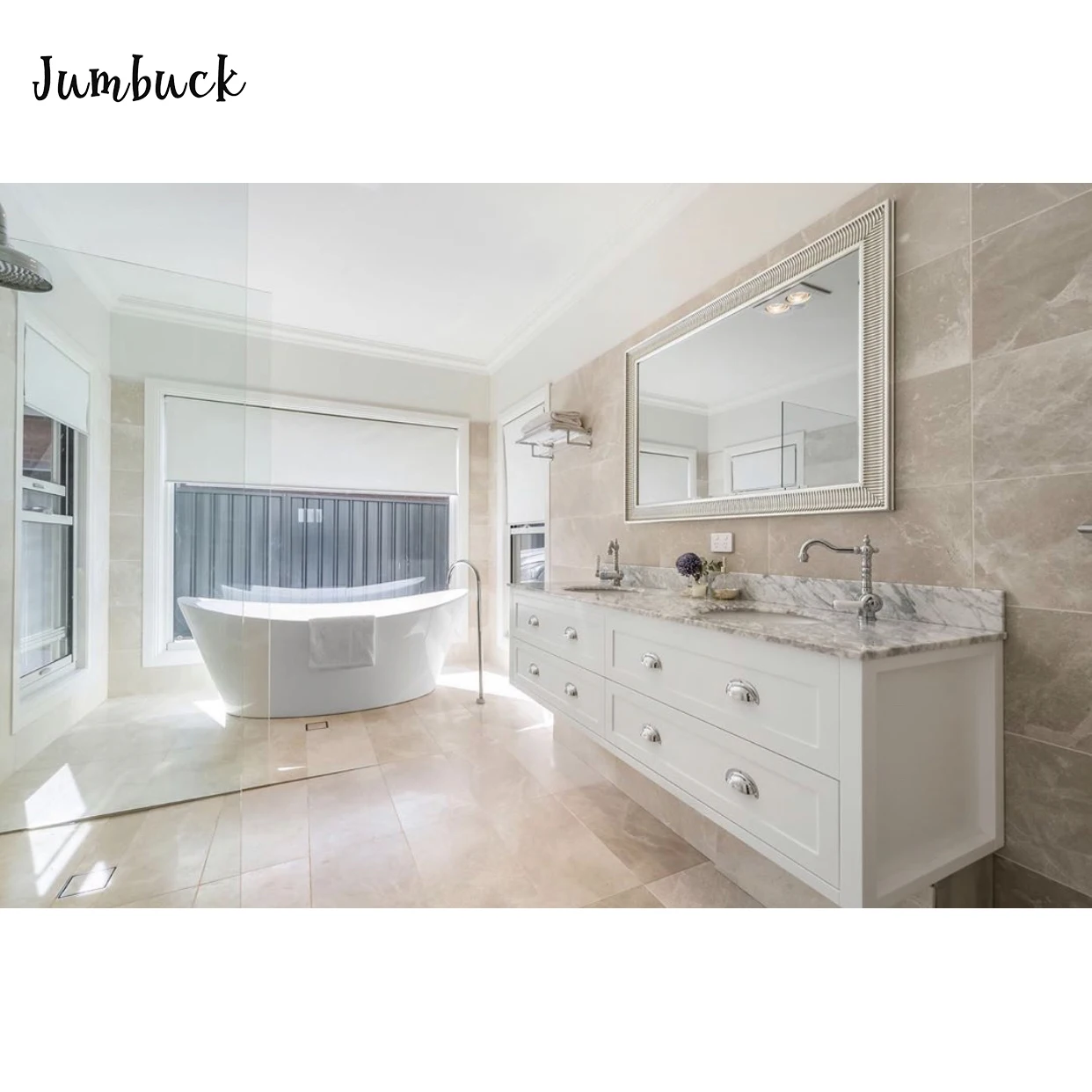 
North American Standard Shaker Double Sink Bathroom Vanity Cabinet Unit With Quartz Top 