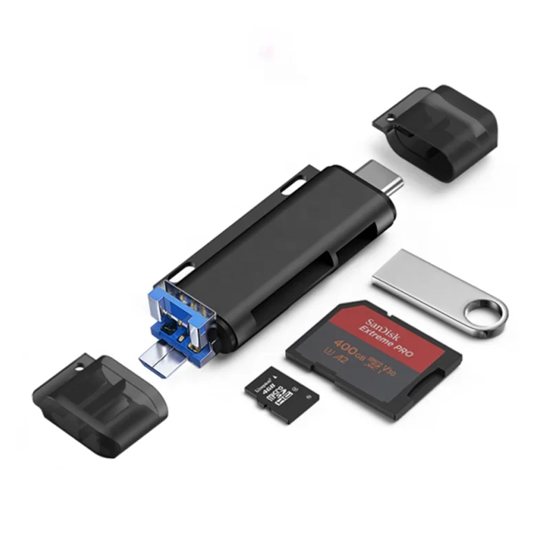 3 в 1 Тип C устройство чтения карт памяти OTG адаптер кабель-Переходник USB SD/TF Micro USB/SD кард-ридер защитный чехол-накладка из ПК и