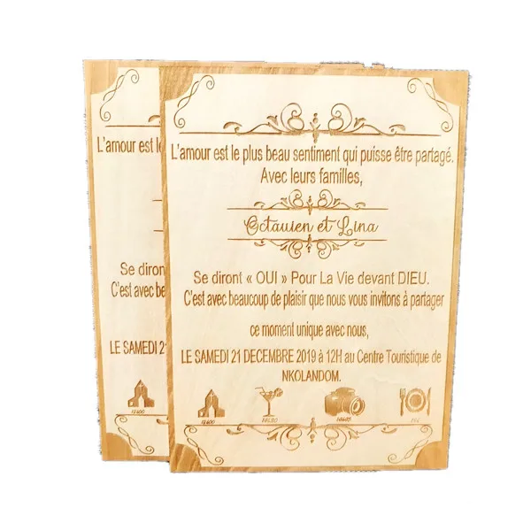 
Personalized wood save the date laser cut wooden wedding invitation card 