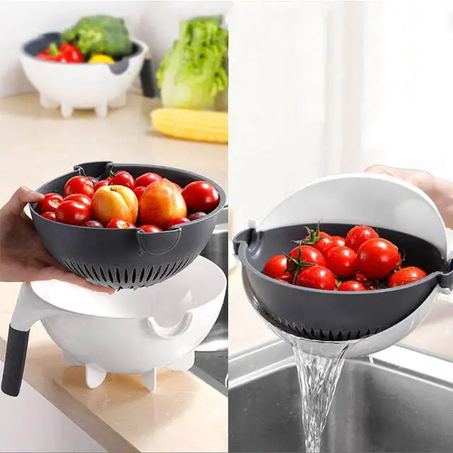 9 in 1 vegetable cutter Slicer chopper with drain basket Multifunction magic rotate with handle Top 1 seller