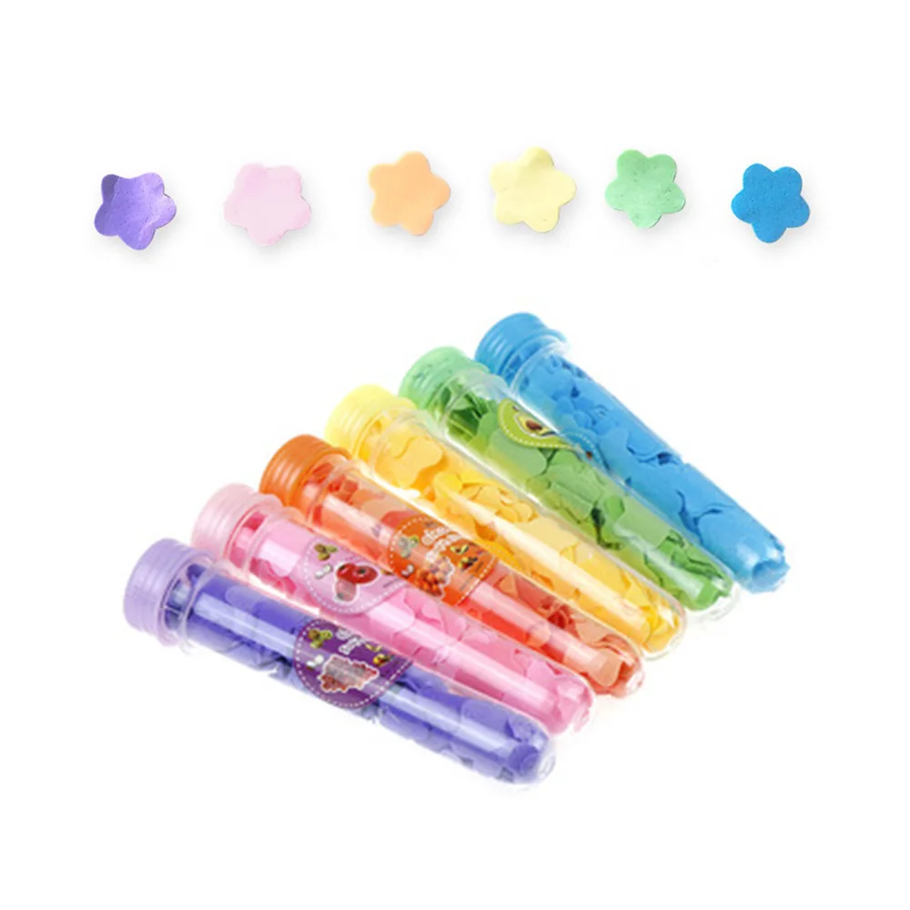 Low Moq Fruit Scented Colorful Tube Packing Confetti Flower Rose Star Shape Paper Soap//