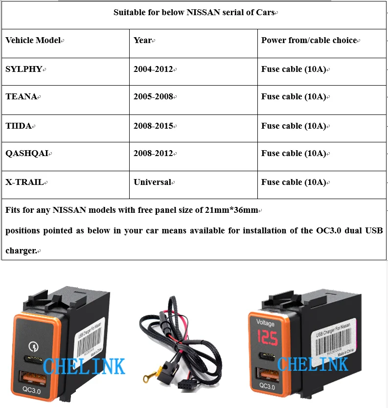 Автомобильная розетка Type-C зарядное устройство PD + QC3.0 порт Автомобильный USB дисплей напряжения электронная Быстрая зарядка forNissan для iPhone Huawei