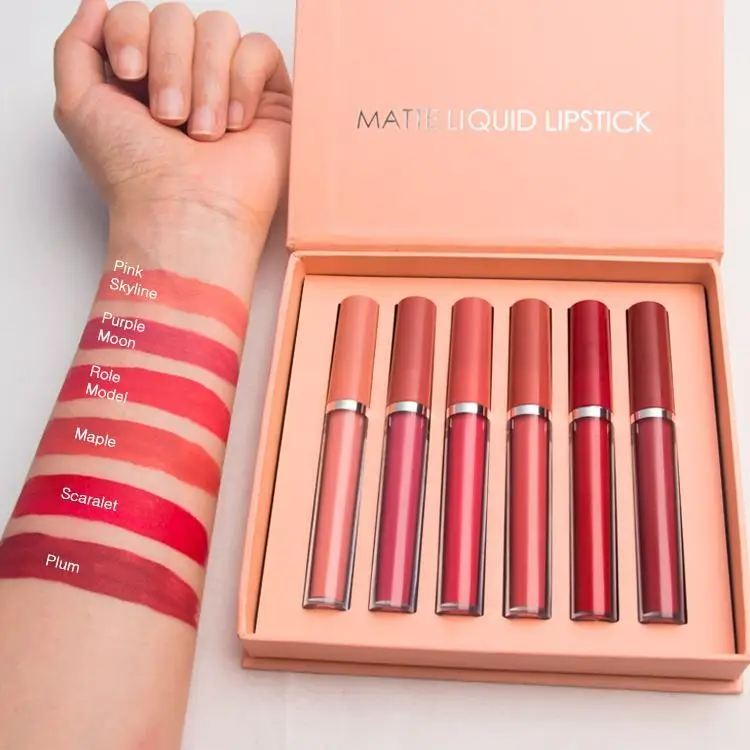 High Quality Cosmetics Lipstick Set Gift Box 6 Colors Matte Lipstick Set Waterproof Liquid Lipstick Kit For Holidays Gifts