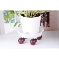 AAA356 Convenient Garden Movable Wheels Flower Pots Container Round Plastic Clear Casters Rolling Plant Saucer Flowerpot Tray