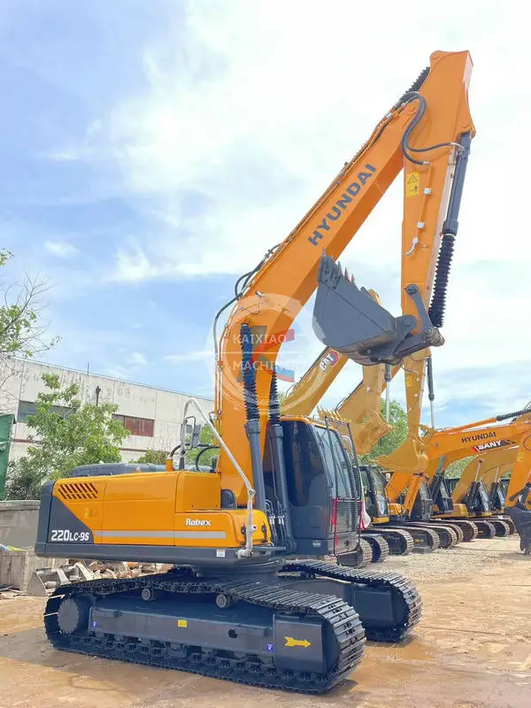 Hyundai 220 used excavator secondhand excavadora backhoe  22 ton in stock crawler digger hydraulic machine low price cheap